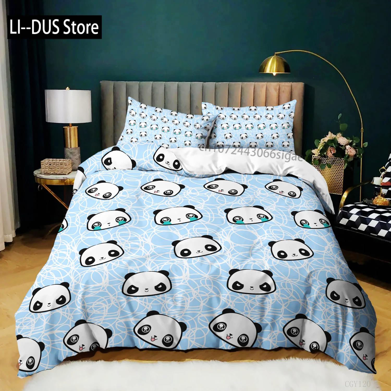 

Comforter Black And White Panda Decor Printed Bedding Set For Kids Boys Girls Comforter Queen Size Comforter (quilt)-EU Single(135*200cm)3pcs