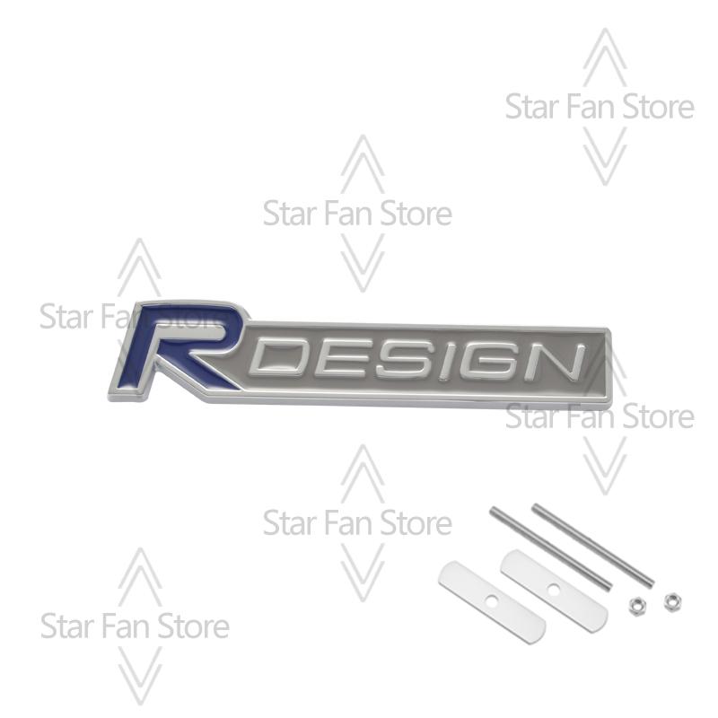 Metal R Design Grille Badge 3D Stickers Car Trunk Body Emblem Decal Car Styling For Volvo S40 S60 S80 V60 XC40 XC60 XC90 V40 AWD