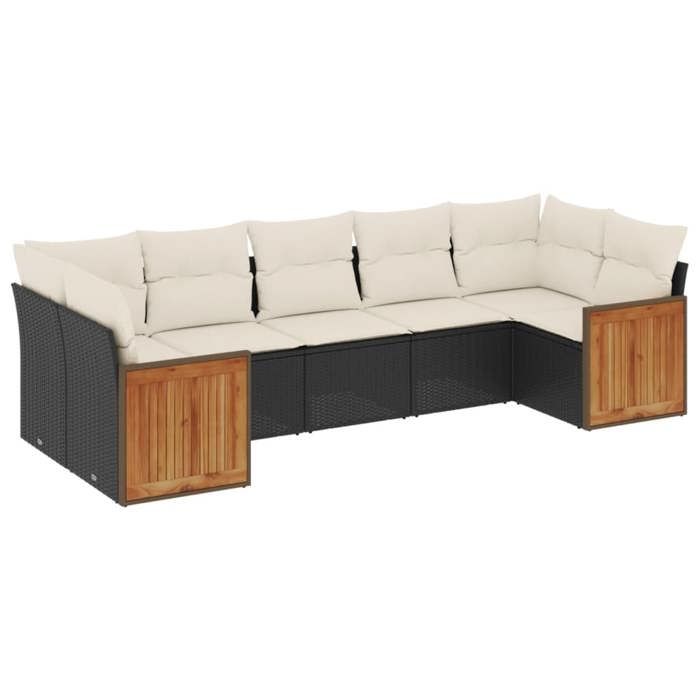 VidaXL Garden Lounge Set with Cushions 7 Pcs, Patio Sofas, Furniture Set, Outdoor Terrace Furniture, Black 3260348