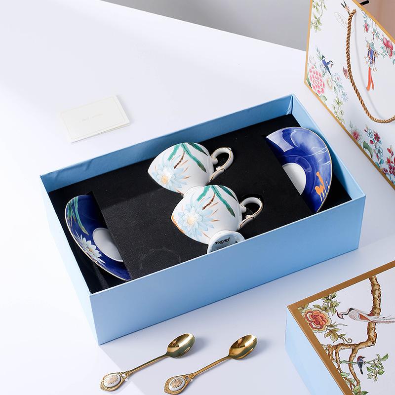 Light Luxury Bone China Coffee Cups And Saucers, High-End Exquisite Household Afternoon Tea Set, Cup Couple Cup Gift Box.