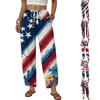Women Casual Loose Straight Leg Wide Leg Pants with Button and Printed Pattern Comfortable Drawstring Waist Trousers for Daily Wear