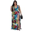 Womens Plus Size Sleeveless Jumpsuit With Chiffon Overlay Floral Print 2025 Casual Set 1XL-5XL
