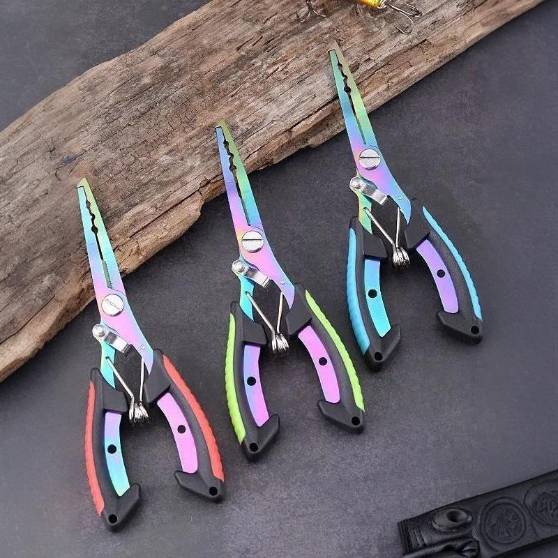 Portable Fishing Path Pliers Coated With Colored Titanium Multifunctional Fishing Pliers Gripper Stainless Steel Hook Cutter