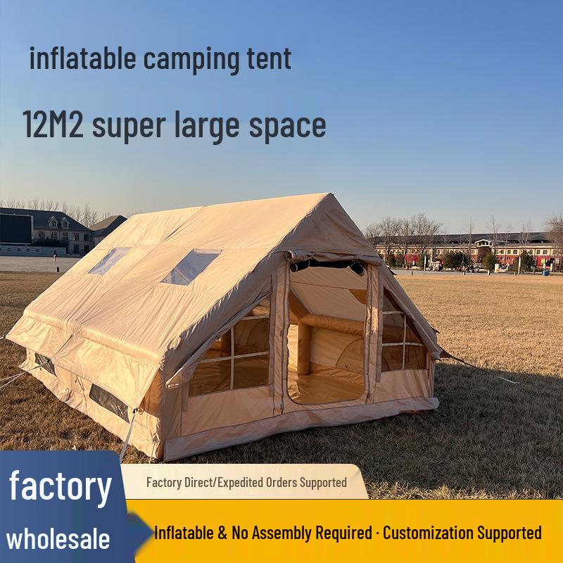 12 Sqm Quick-Inflate Outdoor Camping Tent: Sun Protection & Anti-Puncture