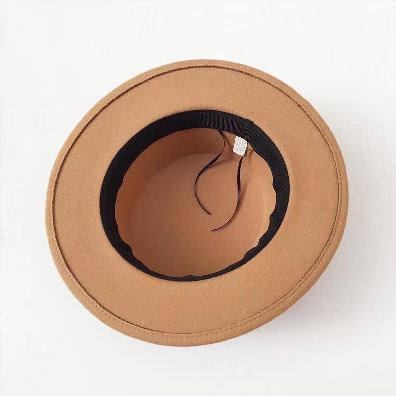 M Letter Fashion Flat Top Men's and Women's Leisure Travel Hat Tide Autumn and Winter Dome Retro British Woolen Top Hat