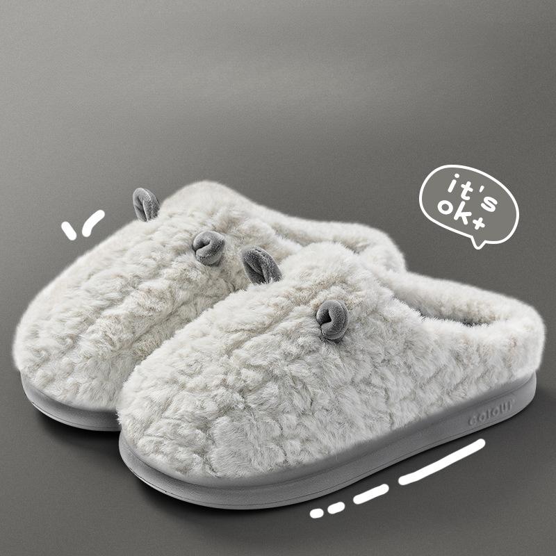 Cotton Shoes with Toe Caps for Warmth, Thickened Soft Soles, Anti-slip and Comfortable To Step On. Home Slippers