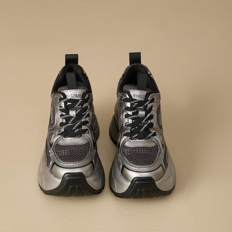 Mesh breathable dad shoes women's summer new thick sole heightening small man genuine