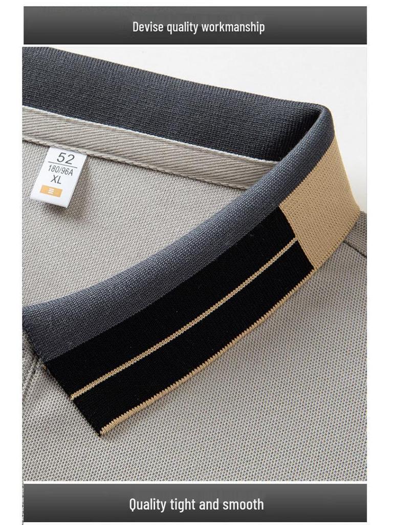 Pánské letní polo tričko s krátkým rukávem - Prodyšné barevně blokované business casual tričko s límečkem