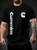 Cummins Logotyp Svart och Vit Premium 100% Bomull Tryckt T-shirt Herr Mönstrad T-shirt Bekväm och Andningsbar