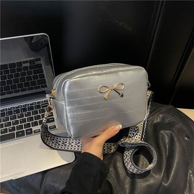Bow Wide Shoulder Strap Casual Versatile Summer New Solid Color Beautiful Fashion Single Shoulder Messenger Bag Women