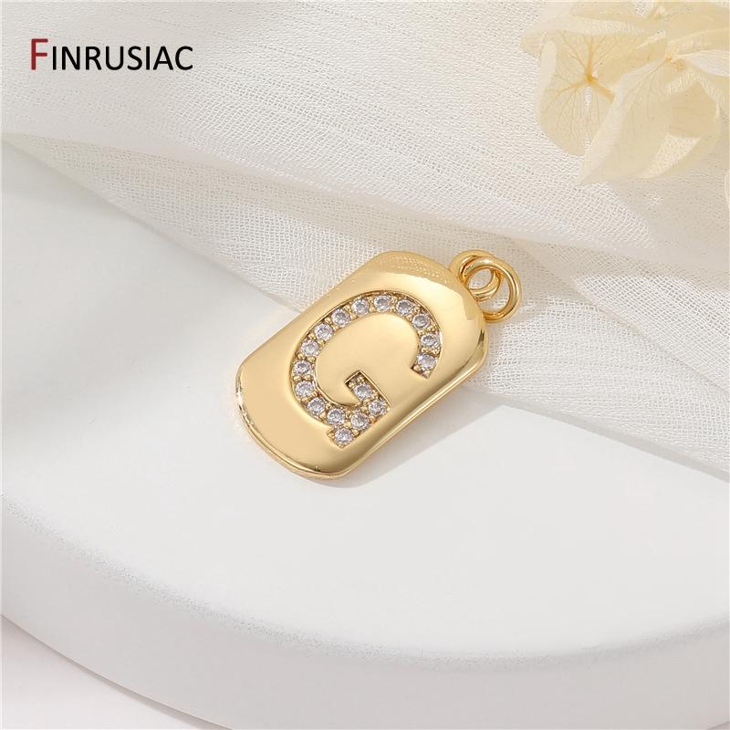 

14K Gold Plated Brass Dog Tags 26 Initial Letter Alphabet Charms For DIY Women Pendant Necklace Jewelry Making Accessories 1 piece