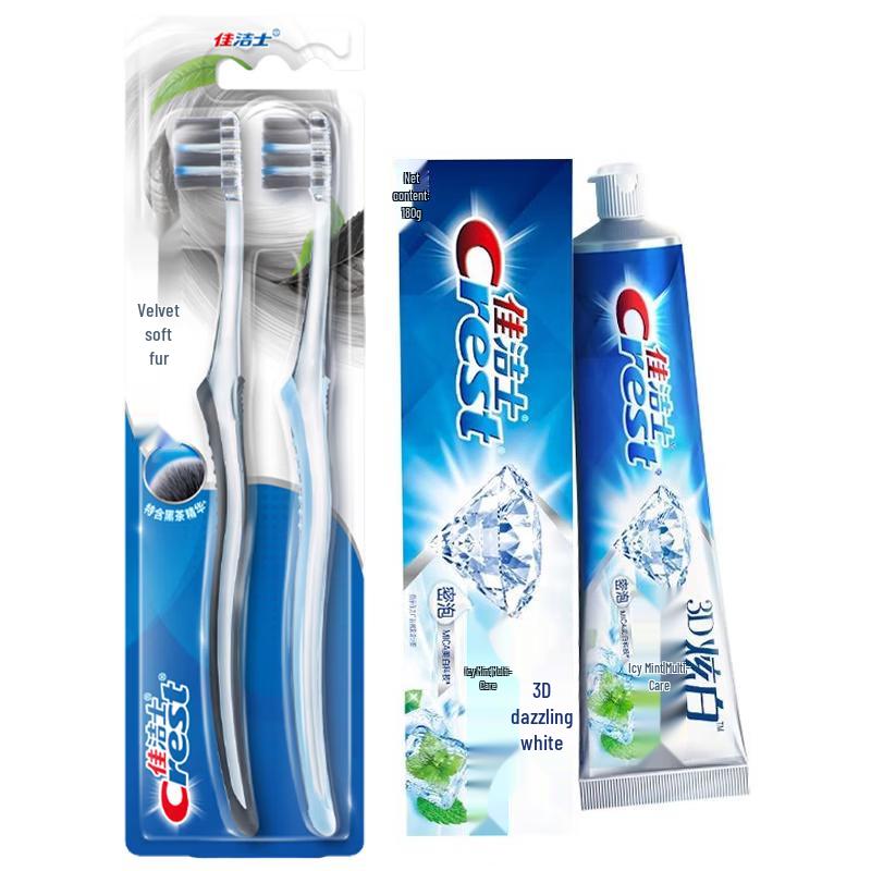 Crest Velvet Black Tea Gum Care Toothbrush & 7-Effect Enamel Toothpaste Bundle