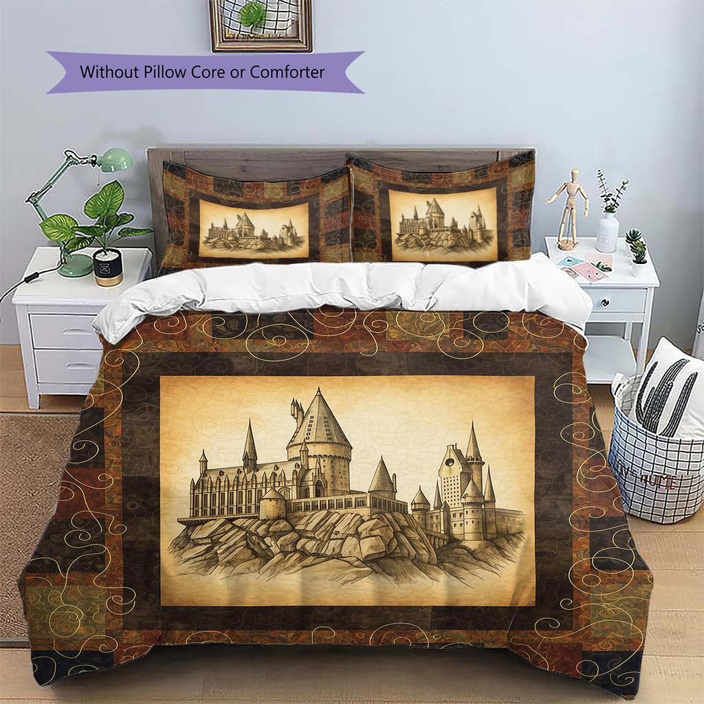 Cartoon Pattern Bedding Quilt Set Quilt Cover Pillowcase Home Decoration Birthday Gift (1 * duvet cover + 2 * pillowcase, without core)
