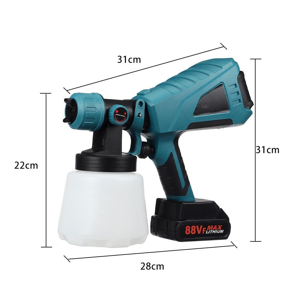 1500W 88VF 3 Nozzle Size 1000ml Household Electric Paint Sprayer Electric Spray Gun Flow Control Airbrush For 18V Battery