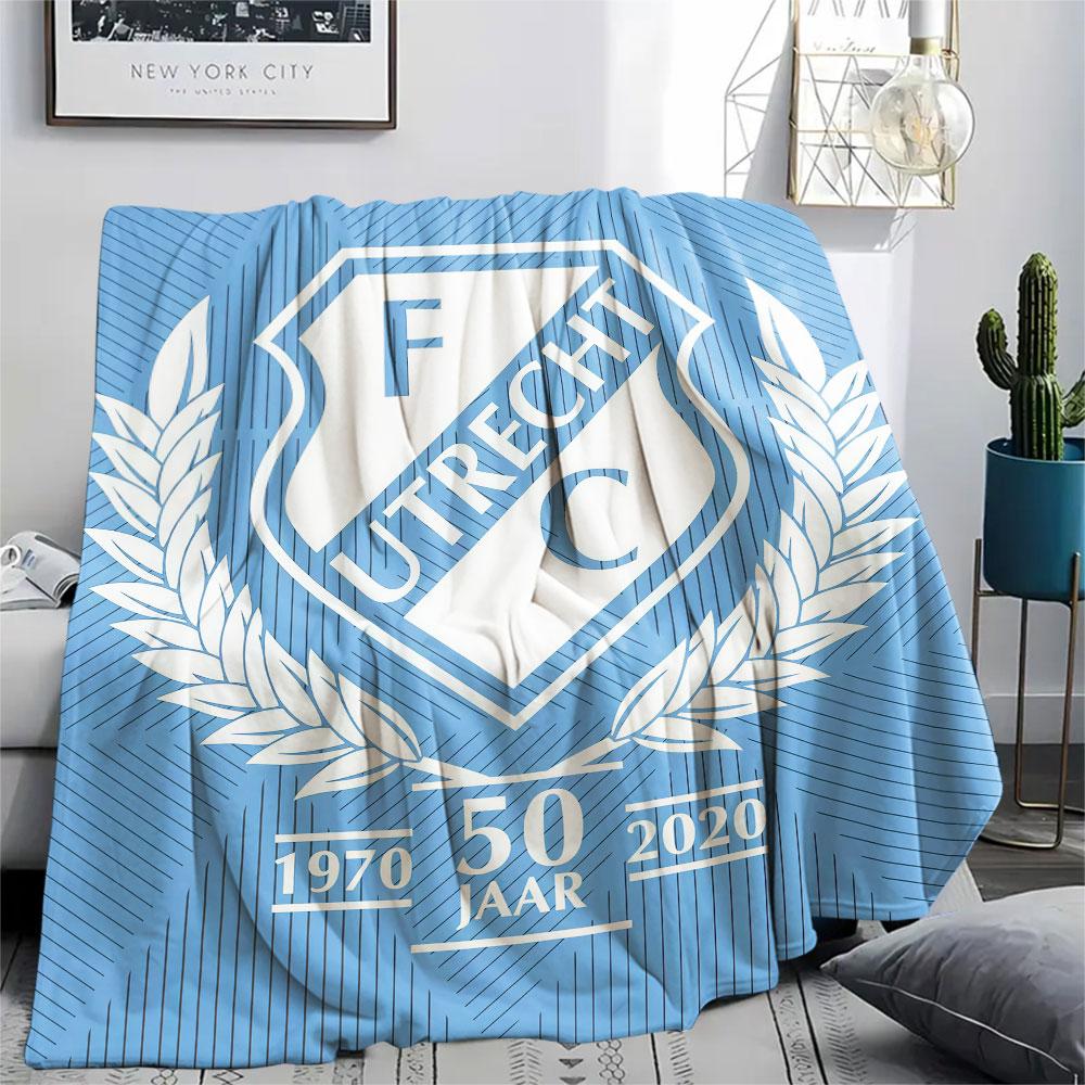 FC Utrecht bedeckte Flanelldecke, weicher Überwurf für Schlafzimmer Sofa, waschbar, Fußballfanartikel, tolles Geschenk.