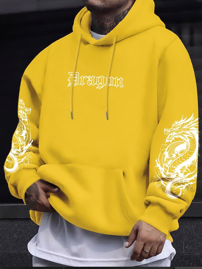 New spring and autumn printed men's drawstring sweatshirt with kangaroo bag hooded pullover sweatshirt