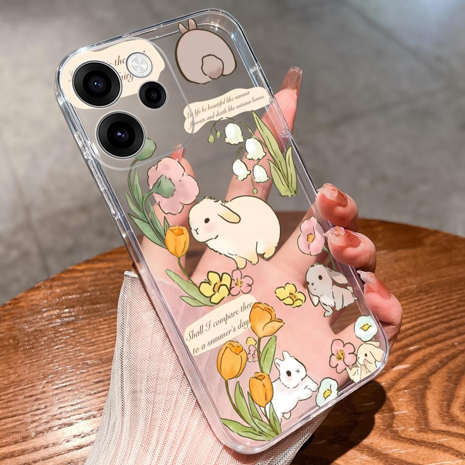 Cases For OPPO Reno15 15F 15Pro Cute Girl Love Heart Lightweight Simplicity Soft Transparent Housing For Reno 15F 15 Pro Capa
