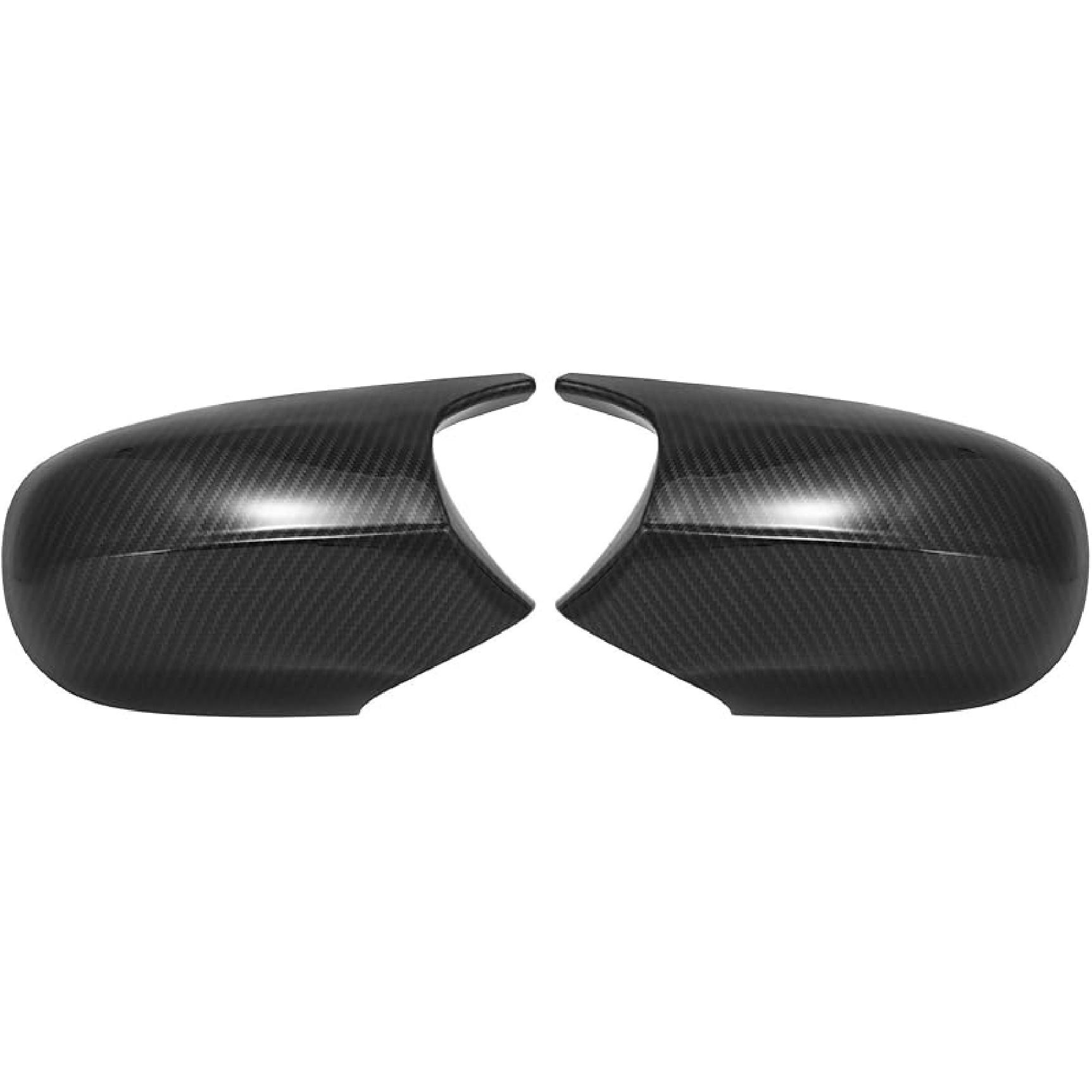 X AUTOHAUX Pair Exterior Rear View Mirror Housing Door Wing Mirror Cover Cap Carbon Fiber Pattern M3 Style for BMW 3 Series E90 E91 E92 E93 For E90 2009-2011