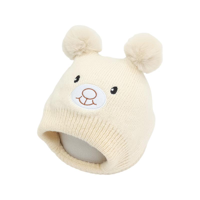 New Bear Children's Knitted Pullover Hat Winter Cold Protection Warm Children's Hat Baby Ear Protection Hat Scarf Integrated