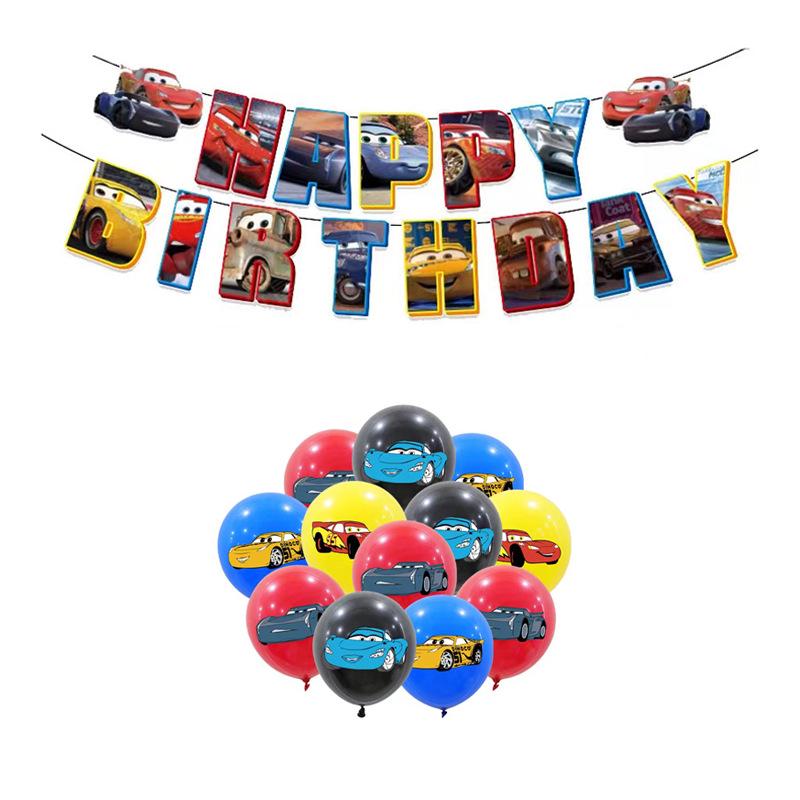 McQueen Cartoon Auto Geburtstagsbanner Set für Kinderparty mit Auto-Thema