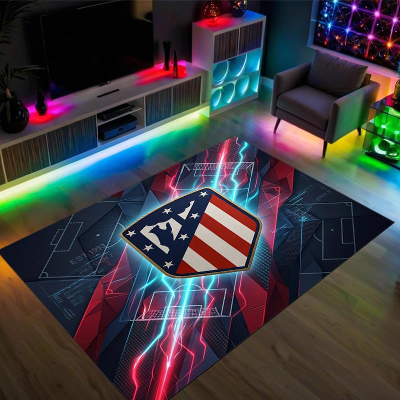 Atletico Madrid Design Crystal Velvet Carpet Cozy Non?Slip Printed Rug For Bedroom Living Room Entrance
