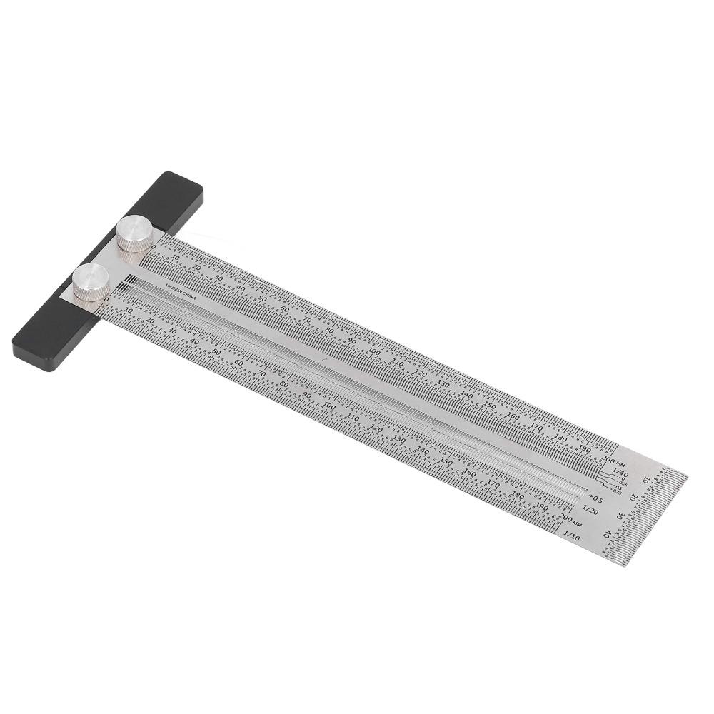 Stainless Steel Carpenter T Ruler Silver Measuring Gauge Precision Marking Tool Drafting Use