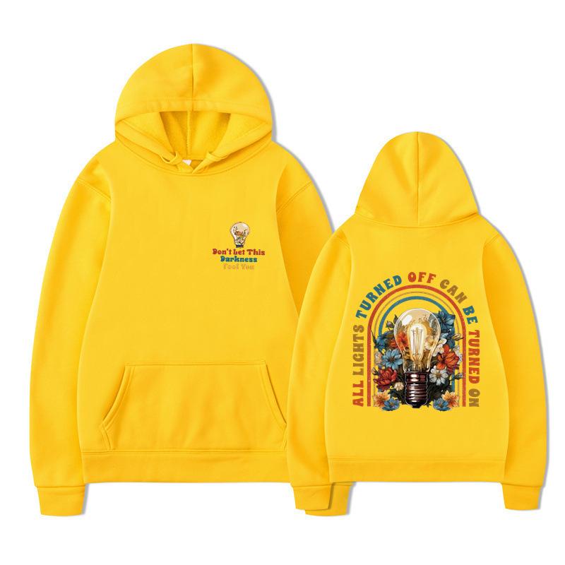 Don't Let This Darkness Fool You Bright Light Bulb Printed Men's Women's Fashion Casual Loose Comfortable Hoodie