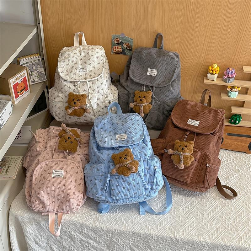 Cord-Schleifen-Rucksack Damen Leichter Zugband-Pendlerrucksack