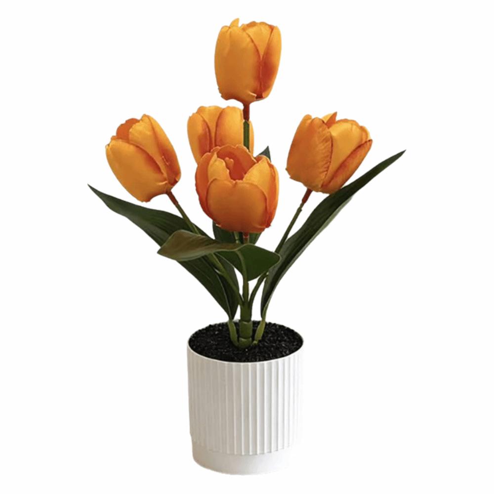 

3/5 Heads Artificial Tulip Flower Bonsai Multicolor White Flowerpot Simulation Flower Bonsai Photo Props Faux Flower Potted