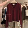 2025 Women's Korean Style V-Neck Wool Cardigan - Versatile Spring/Autumn Knit Sweater, Short & Loose Fit