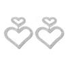1Pair Ladies Elegant Double Heart Rhinestone Pendant Earrings - Shining Party Jewelry, Valentine's Day, Anniversary, Birthday, Mother's Day Gifts
