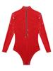 Men Shiny Latex Catsuit Leotard Jumpsuit Slim Fit Long Sleeve Zipper Boxer Bodysuit Leotard Clubwear Pole Dance Rave Costume