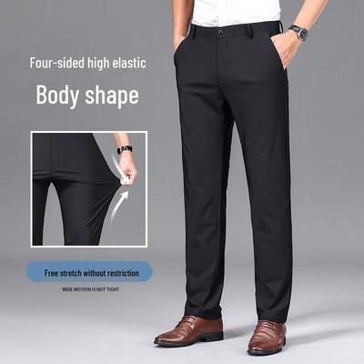 Pantalon de ville décontracté droit en soie glacée pour homme Yiliteng