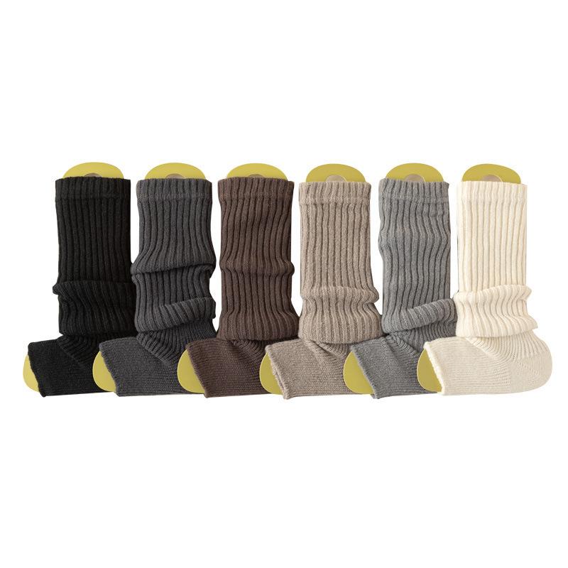Ladies Autumn and Winter Warm Solid Color Foot Knitting Calf Pile Socks