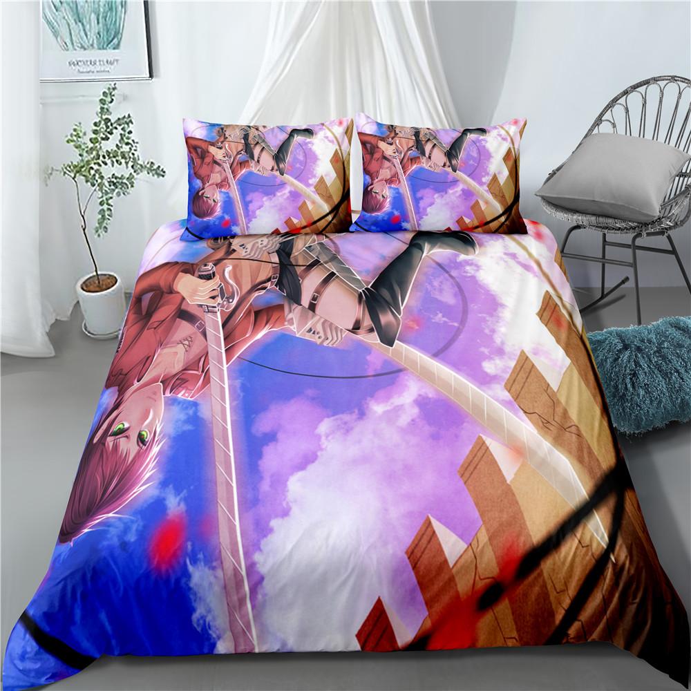 Moda Anime Attack on Titan Tessile per la Casa Federa 3D Biancheria da Letto Piumoni per Bambini Set Biancheria da Letto per Tessili per la Casa