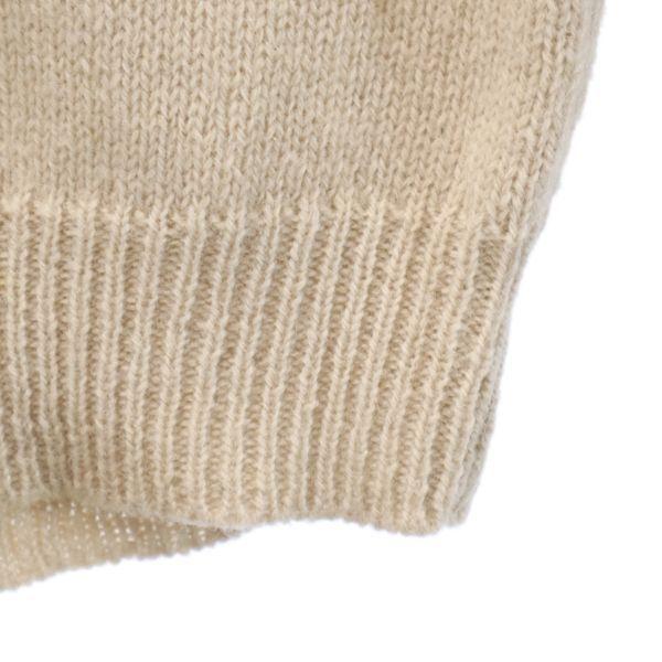 RALPH LAUREN One point embroidery Long sleeve V neck sweater S Beige knit Women Used