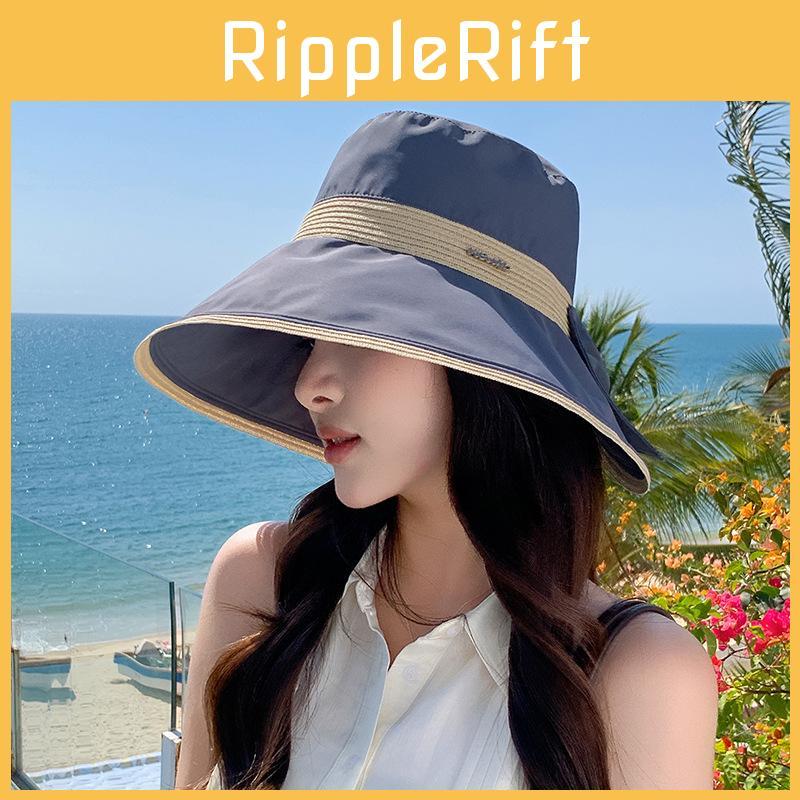 Summer Wide Brim Sun Hat With Butterfly Bow For Outdoor Sun Protection Women
