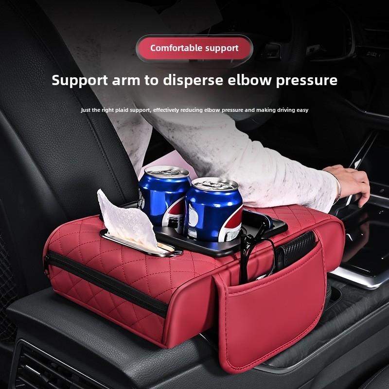 Car Arm Rest Box Pad Thicken Center Console Box Extension Armrest Cushion Soft Elbow Support Cup Holder Organizer Bag