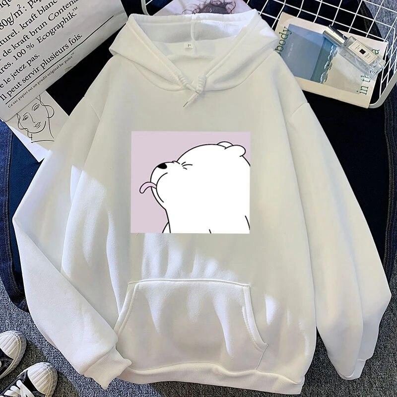 Langue collant ours drôle surdimensionné sweat Kawaii dessins animés sweats à capuche gris haut vêtements à capuche hiver femmes sweats à capuche à manches longues unisexe