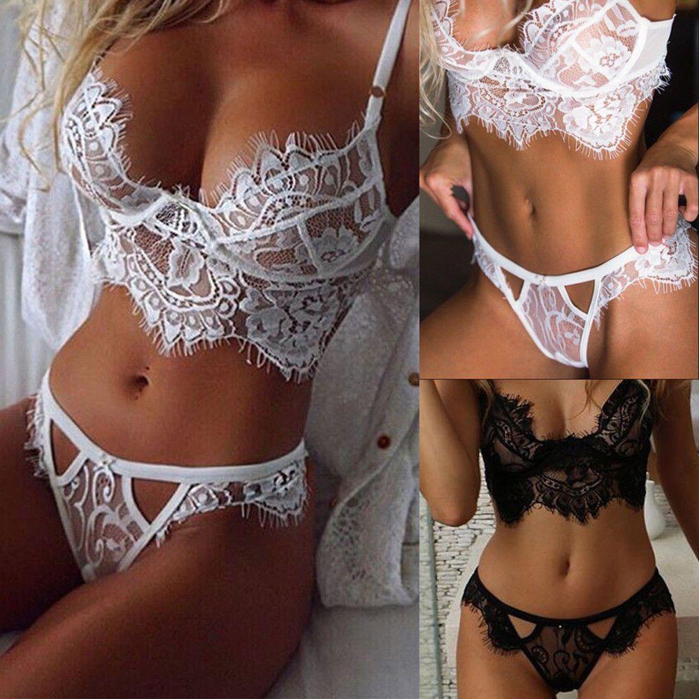 Women Lace Lingerie Dress Babydoll Underwear Nightwear Sleepwear Gstring Set Bra