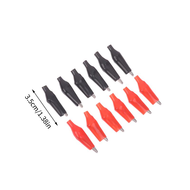 

12Pcs 25/35/45Mm Metal Alligator Clip Crocodile Electrical Clamp Testing Probe Meter Black Red With Protective Insulation Cover S