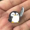Funny Penguin Holding Big Knife Brooch Pin Badge for Backpacks Hats Unique Gift Accessory
