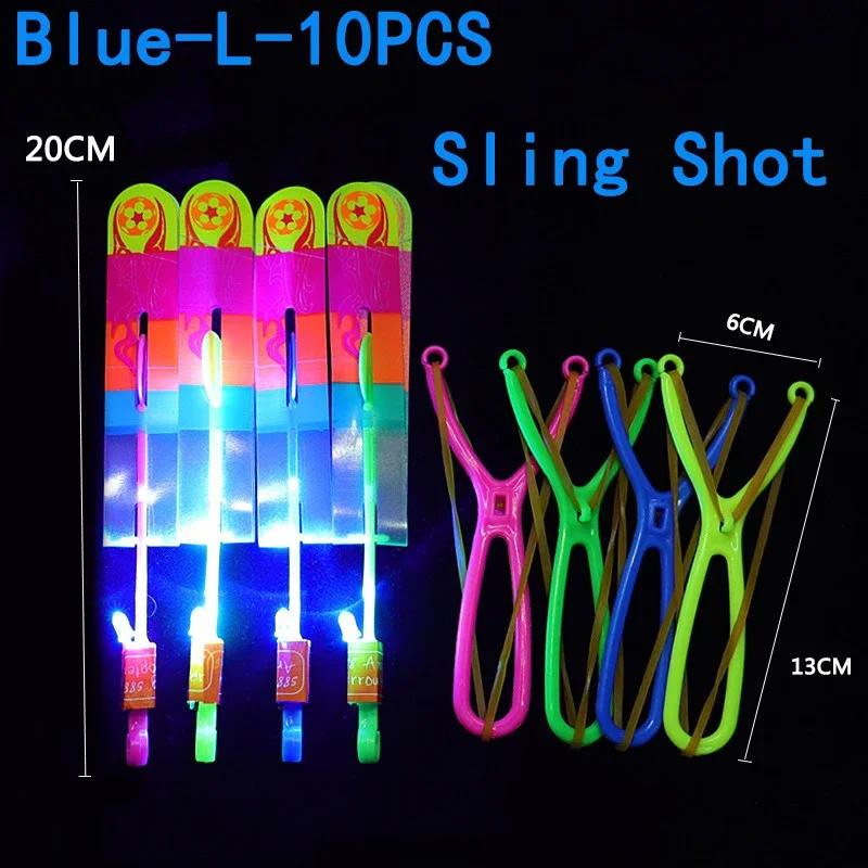 Summer Outdoor Games LED Lights Arrow Slingshots Flying Toys Kids Flying Helicopters Birthday Party Fun Gifts Elastic Slingshots