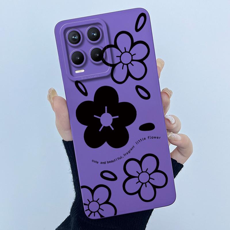 Phone Case For Realme 8 Pro 8i 8S 4G 5G Case Lovely Cartoon Flower Liquid Silicone Soft Shockproof Back Cover For Realme8 Bumper