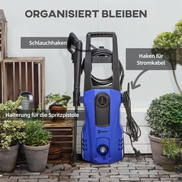 Pressure Washer 150 Bar 1800 W - 5 Accessories - Flexible 6 M - Castors - Flow Rate 510 L/h - Blue