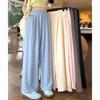 Summer Women Sweet Colorful Pant Lady Baggy Versatile Elastic Straight Leg Trousers Wide Leg High Waisted Pants