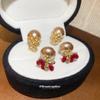 Silver Needle Flocking Love Pony Pearl Stud Earrings Natal Year Retro Temperament Versatile Earrings Light Luxury High-end Earrings