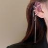 Unregelmäßige metallische C-förmige Clip-Ohrringe für Damen Lange Kette Quaste Ohrknochen-Clips Cooler Statement Punk Nicht durchbohrte Ohr-Manschette D