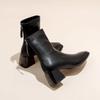 New Style Women's Thick Heel Medium Heels Boots Women's Winter Square Toe Back Zipper Increased Casual Short Boots Zapatos Mujer