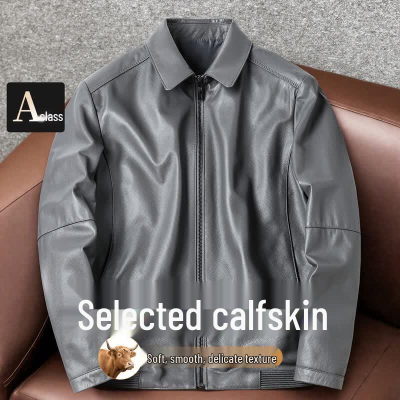Caesar Men s Genuine Calfskin Leather Jacket L
